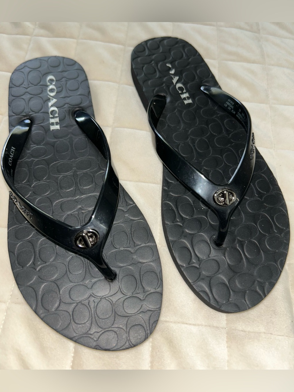 Coach Abbigail Flip Flop Sandals Womens 7 B Black Casual